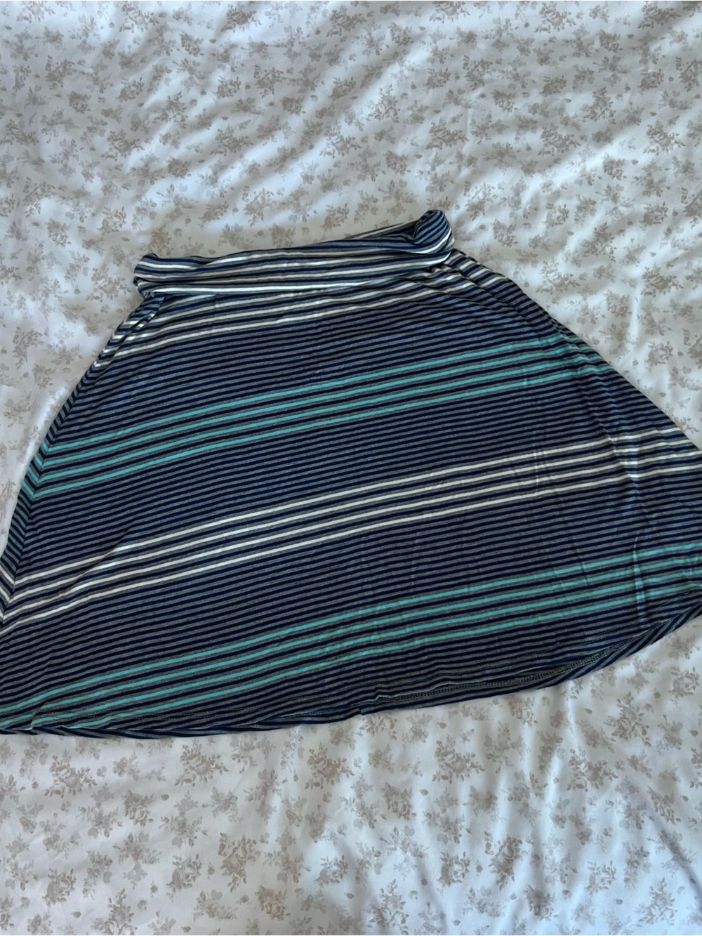 Striped Navy and Teal A-Line Women's Skirt